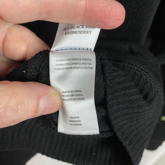 Rails Jet Black Star Embroidered Theo Sweater Sz.M NWT - Picture 15 of 16